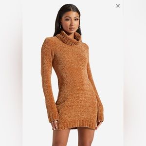 Shoedazzle Chenille Mini long-sleeve turtleneck sweater dress
